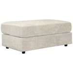 Benzara Rectangular Fabric Upholstered Over Sized Accent Ottoman, Light Gray