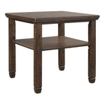 Benzara Plank Style End Table with Open Bottom Shelf and Tapered Feet, Brown