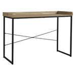 Benzara Contemporary Wooden Rectangular Office Desk with Metal Support Stand, Brown