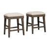 Benzara Transitional Armless Wooden Stool with Nailhead Trim, Set of 2, Brown