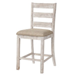 Benzara Armless Wooden Barstool Set with Textured Finish, Brown and White