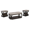 Benzara Faux Marble Table Set with 1 Coffee Table and 2 End Tables, Gray and Brown