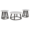 Benzara Faux Marble Table Set with 1 Coffee Table and 2 End Tables, White and Black