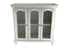 Benzara Traditional Wood and Glass Accent Cabinet with Carved Details, White