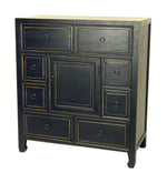 Benzara Wooden Chest with 8 Spacious Drawers and 1 Cabinet, Black