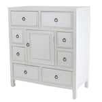 Benzara Wooden Chest with 8 Spacious Drawers and 1 Cabinet, White