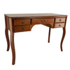 Benzara Wooden Writing Desk with Cabriole Legs and 5 Drawers, Brown