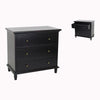 Benzara Wooden Sideboard with 3 Drawers and Brass Knobs, Black