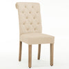 Benzara Contemporary Dining Chair with Button Tufted Scroll Back, Set of 2, Beige