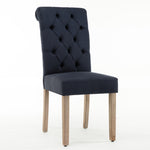 Benzara Contemporary Dining Chair with Button Tufted Scroll Back, Set of 2, Blue