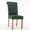 Benzara Contemporary Dining Chair with Button Tufted Scroll Back, Set of 2, Green