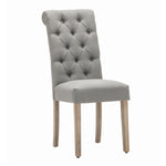 Benzara Contemporary Dining Chair with Button Tufted Scroll Back, Set of 2, Gray