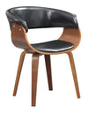 Benzara Mid Century Style Leatherette Chair with Bucket Seat, Brown and Black