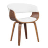 Benzara Mid Century Style Leatherette Chair with Bucket Seat, Brown and White
