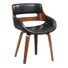 Benzara Leatherette Chair with Curved Padded Seat and Cutout Back, Black and Brown