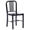 Benzara Industrial Metal Dining Chair with Slatted Backrest, Set of 2, Black