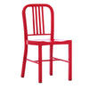 Benzara Industrial Metal Dining Chair with Slatted Backrest, Set of 2, Red