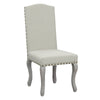 Benzara Camelback Fabric Upholstered Dining Chair with Nailheads, Set of 2, Gray