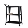 Benzara Industrial Style 3 Tier Metal Serving Cart with Casters, Black