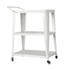 Benzara Industrial Style 3 Tier Metal Serving Cart with Casters, White
