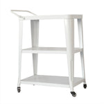 Benzara Industrial Style 3 Tier Metal Serving Cart with Casters, White