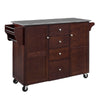 Benzara Marble Top Wooden kitchen Cart with 4 Drawers and 2 Doors, Brown and Gray
