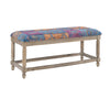 Benzara Bohemian Print Fabric Upholstered Wooden Bench with Turned Legs, Multicolor