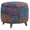 Benzara Round Fabric Upholstered Wooden Frame Storage Ottoman, Multicolor