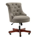 Benzara Nailhead Trim Fabric Upholstered Office Chair with Adjustable Height, Gray