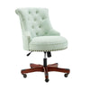 Benzara Nailhead Fabric Upholstered Office Chair with Adjustable Height, Mint Green