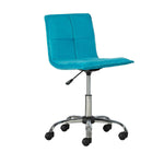 Benzara Tufted Fabric Upholstered Metal Frame Office Chair with Casters, Blue