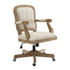 Benzara Striped Fabric Upholstered Office Swivel Chair with Adjustable Height, Beige