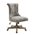 Benzara Jacquard Fabric Upholstered Swivel Office Chair with Casters, Gray