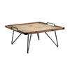 Benzara Rectangular Tray Top Wooden Coffee Table with Hairpin Legs, Brown and Black