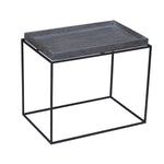 Benzara Tray Top Wooden End Table with Tubular Legs, Gray and Black