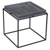 Benzara Tray Top Wooden Side Table with Tubular Legs, Gray and Black