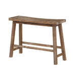 Benzara Saddle Seat Wooden Bench with Canted Frame, Oak Brown