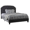 Benzara Fabric Queen Size Bed with Camelback Headboard and Nail Head Trim, Gray