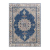 Benzara 7 X 5 Feet Polyester Rug with Intricate Medallion Pattern, Blue and Beige