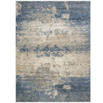 Benzara 7 X 5 Feet Power Loomed Polyester Rug with Abstract Pattern, Blue and Beige