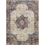 Benzara 7 X 5 Feet  Polyester Rug with Woven Medallion Pattern, Beige and Brown