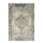 Benzara 7 X 5 Feet Worn Aged Polypropylene Rug with Medallion Pattern, Gray