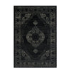 Benzara 7 X 5 Feet Worn Aged Polypropylene Rug with Medallion Pattern, Black