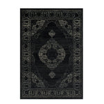Benzara 7 X 5 Feet Worn Aged Polypropylene Rug with Medallion Pattern, Black