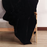 Benzara 60 X 50 Inch Polyester Throw with Fur Like Texture, Black