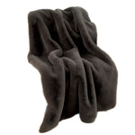 Benzara 60 X 50 Inch Polyester Throw with Fur Like Texture, Gray