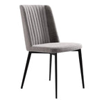 Benzara Fabric Dining Chair with Vertically Stitched Backrest, Set of 2, Gray