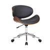 Benzara Wooden and Metal Office Chair with Curved Leatherette Seat,Black and Silver