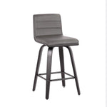 Benzara Leatherette Counter Height Bar Stool with Horizontal Stitching, Gray