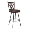 Benzara Counter Height Metal Swivel Bar Stool with Leatherette Seat, Brown
